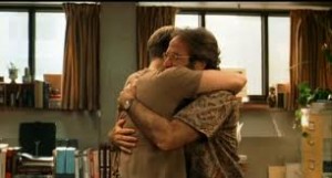 Sean (Robin Williams) hugs troubled rebel Will (Matt Damon) as Will finally, finally realises that his life had not been his fault...
