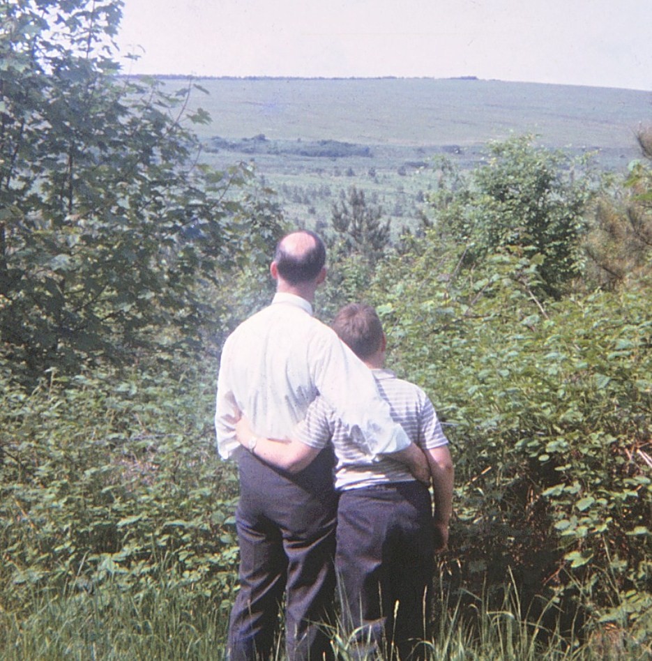 With dad, May 1965, in Friston Forest, East Sussex, just 5 months before his his untimely relocation from East Dean to Heaven....