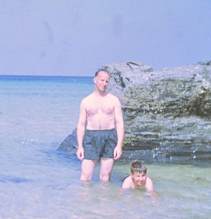 With dad, Harlyn Bay 1965